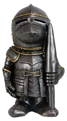 Ritter-Zwergenstatue aus Harz, 12,5 cm, Speer haltend