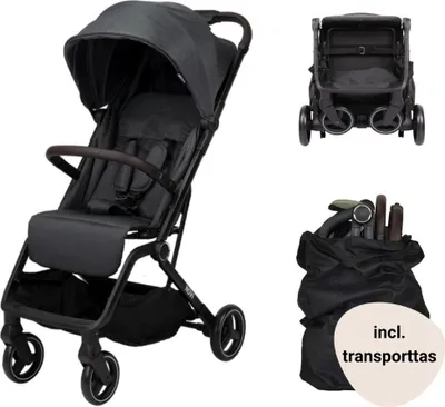 Produktbild von Novi Cloud Go Buggy – ab Geburt bis 22 kg – flach verstellbar – 5-Punkt-Gurt – Summerseat – 1-Sek. Faltbar – große Haube – Einkaufskorb – Dark Grey