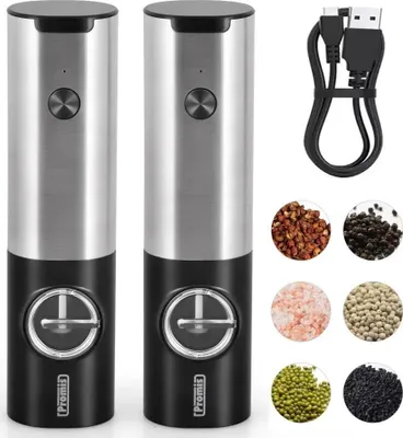 Immagine prodotto di Macinino elettrico per pepe,e spezie, batteria ricaricabile, ricarica USB, set da 2