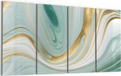 Produktbild von DEQORI Glasbild Echtglas 4x30x60 cm 'Smaragdfarbene Wogen' Wandbilder XXL groß