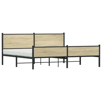 Produktbild von vidaXL Metallbett ohne Matratze Sonoma-Eiche 200x200 cm