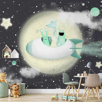 Produktbild von Selbstklebende Folie Fototapete - Space Adventure - First Variant 294x210 cm Für Kinder e-A-10008-a-a
