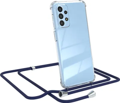 Produktbild von EAZY CASE Handykette kompatibel mit Samsung Galaxy A23 5G, Handyhülle mit Umhängeband, Handykordel, Schutzhülle Clear, Band in Blau