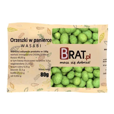 Zdjęcie produktu dla Orzeszki w panierce wasabi 80g Brat.pl