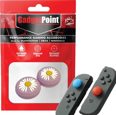 Produktbild von Thumbgrips - Thumb Grips voor Nintendo Switch Joy-Con Controllers - Gaming Thumbgrips - Performance Anti-Slip Thumbsticks - Bescherming Accessoires - Bloemetjes - Paars -