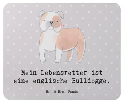 Produktbild von Mr. & Mrs. Panda Mousepad Englische Bulldogge Lebensretter - Grau Pastell - Geschenk, laptop, Mauspad, pc, Mouse Pad