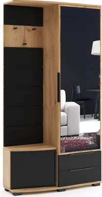 Zdjęcie produktu dla Szafa Cleo craft złoty z czarnymi frontami - 100 x 35 x 190 cm