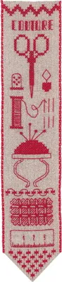 Produktbild von Le Bonheur des Dames Lesezeichen Kreuzstich Stickpackung  "Rote Couture", Zählmuster, 5x20cm