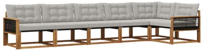 Produktbild von vidaXL Outdoor-Sofagarnitur mit Kissen 6 pcs Natürlich und Hellgrau