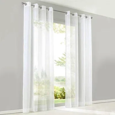 Obrázek produktu pro Unyqoos® Transparentní záclony, sada 2 kusů, bílé, 245 x 140 cm, polyester, propustné světlu, s poutky, jemná ochrana soukromí pro obývací pokoje, ložnice a kuchyně