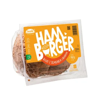 Produktbild von GLUTENFREIE HAMBURGERBRÖTCHEN MIT LEINSAMEN (2 Stück) 140 g – INCOLA