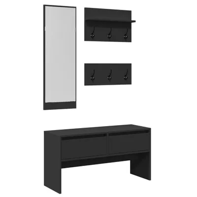 Produktbild von 4-tlg. Garderoben-Set Schwarz Holzwerkstoff