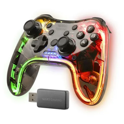 Immagine prodotto di Mars Gaming MGP-24 Wireless Gamepad 2.4GPRO Neon RGB Dual Haptic Vibration Analog Joysticks Controller per PC PS3 PS4 XBOX360 Raspberry Pi Mac Android