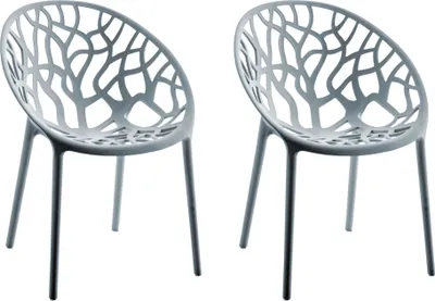 Produktbild von CLP 2er Set Gartenstuhl Hope, Modernes Design, Wetterfest, Stapelbar, Mit Armlehnen grau