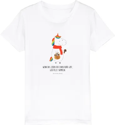 Produktbild von Mr. & Mrs. Panda Kindershirt Einhorn Pilz 12-14 Jahre (152/164) - Weiß - Geschenk, Motivation, Unicorn, Einhörner, Kinder T-Shirt Mädchen, Öko, Teenager, Jungen, Spruch