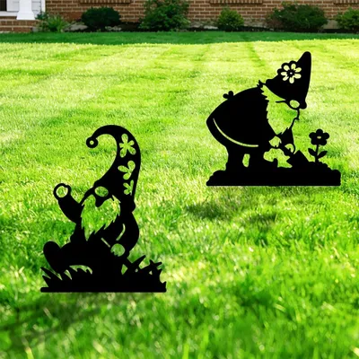 Imagen del producto de Solidchoice - Juego de 2 adornos de jardín con gnomos de metal