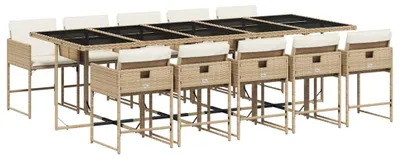 Produktbild von vidaXL 11-tlg. Garten-Essgruppe mit Kissen Beige Poly Rattan