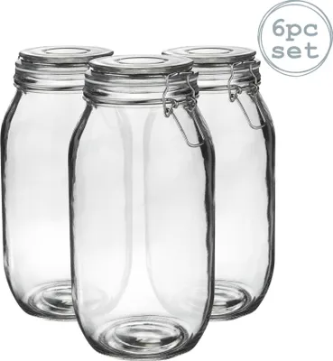 Produktbild von Vorratsgläser aus Glas – 2 Liter – weiße Versiegelung – 6 Stück