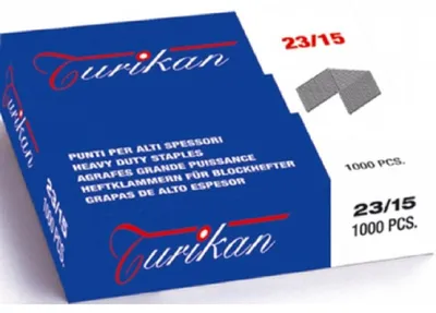 Zdjęcie produktu dla Zszywacz Turikan CF1000 PUNTI 23/15 opakowanie 1000 zszywek