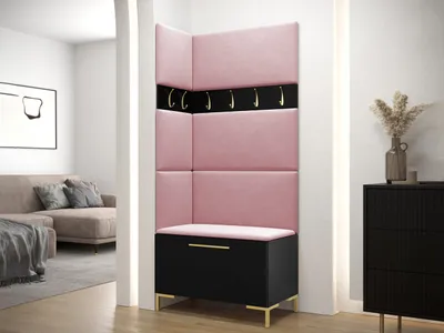 Obrázek produktu pro Stěna do chodby s čalouněnými panely ANDORA 4 - černá / růžová