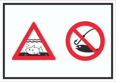 Produktbild von Achtung Laichzeit Laichschonbezirk Angeln verboten Symbol Schild A2 (420x594mm)