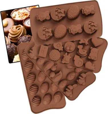 Siliconen Osterformen 4 Stück für Schokolade, Bonbons & Gelee