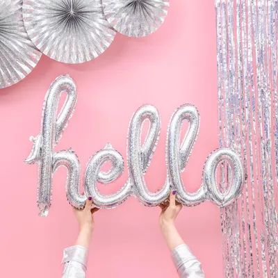 Produktbild von Folienballon hello Schriftzug, rosa, ca. 98 x 57 cm