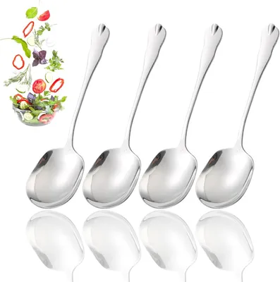 Obrázok produktu pre Servírovacie lyžice 21 cm, 4 kusy, nerezová oceľ, dlhé rukoväte, na šaláty