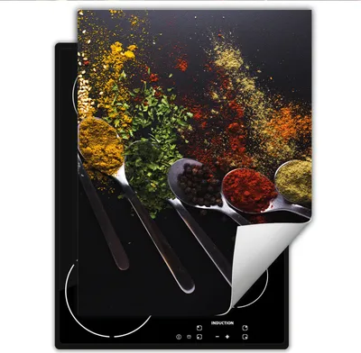 Immagine prodotto di DarHaus Piastra di copertura per piano cottura in ceramica Piastra di copertura per piano cottura a induzione Roll-up 40x52 cm, spezie - cucchiaio