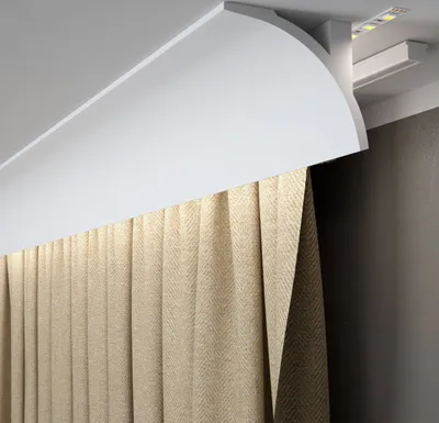 Produktbild von PROVISTON | Vorhangleiste | 95 x 123 x 2000 mm | Weiß | Stuckleiste | LED Lichtleiste | Indirekte Beleuchtung | Modern | Hochwertig | Robust | Langlebig | 1 Stück