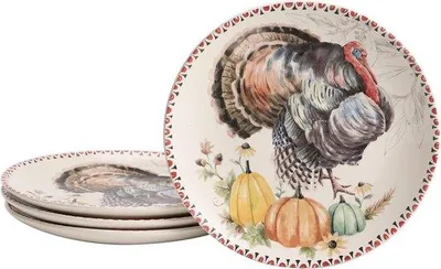 Produktbild von Famanu Set von 4 Keramischen Salatplatten - 22,2 cm - Mikrowellen- und Spülmaschinenfest