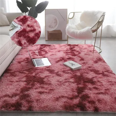 Zdjęcie produktu dla Dywan wysokopylący do salonu, 180 x 200 cm, czerwony, o długim włosiu, nowoczesny, łatwy w czyszczeniu