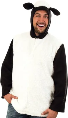 Produktbild von Kostüm "Schaf" Oberteil mit Kapuze Schafohren Weiß Schwarz Farm Tierisch Uni Karneval Fasching Mottoparty (XL)