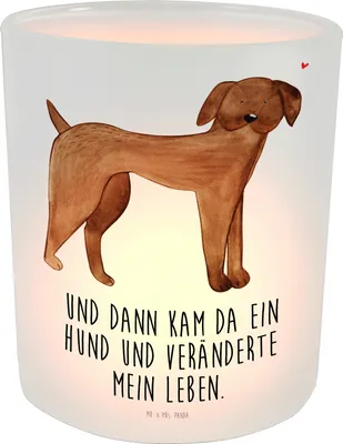 Produktbild von Mr. & Mrs. Panda Kerzenhalter Hund Dogge - Transparent - Geschenk, Sprüche, Hunde, Teelichthalter, Glas, Windlicht aus, Herz, Outdoor