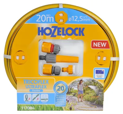 Produktbild von Hozelock 117004, 20 m, Über Boden, Grau, Gelb, Schlauch + Spritzdüse, PVC, 1,25 cm