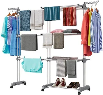 Image de Séchoir à linge à bras pivotant, 75-200 cm, gris, pliable