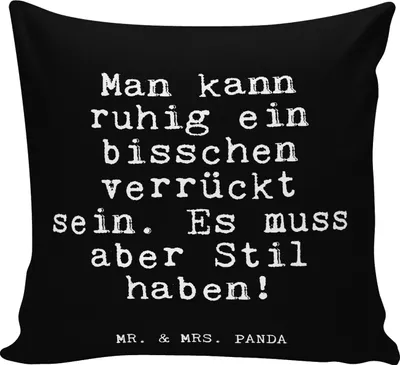 Produktbild von Mr. & Mrs. Panda Sofakissen Man kann ruhig ein... - Schwarz - Geschenk, Freundin, kissen bedruckt, Deko, Glizer Spruch Sprüche Weisheiten Zitate Lustig Weisheit Worte
