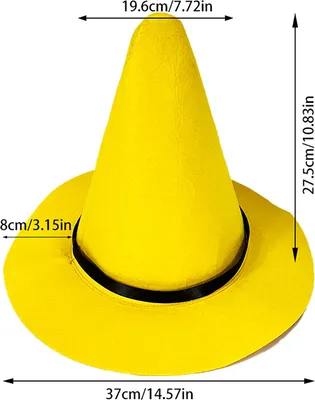 Produktbild von Halloween-Hexenhut, spitzer gelber Filz-Zauberer-Zylinder, große Krempe, Anziehhut, Cosplay-Zubehör, Süßes oder Saures-Party-Kostüm