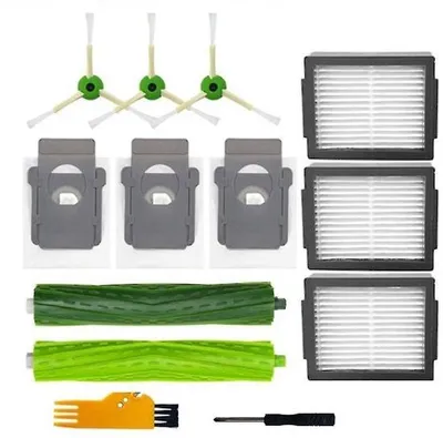 Immagine prodotto di Accessori per aspirapolvere - Set di accessori - Adatto per aspirapolvere iRobot Roomba (i7, i7+, E5, E6, serie 800/900) - 2 spazzole principali, 3 filtri, 3 spazzole laterali e 3 sacchetti per la polvere