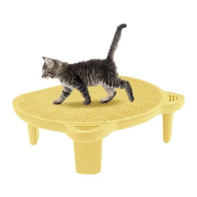 Productafbeelding van Kattenbakhelling, geel, geschikt tot 15 kg. Kattenbakverhoger, kattenrampen voor de kattenbak, met filterfunctie