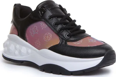 Zdjęcie produktu dla Guess Cleao Active damskie sznurowane syntetyczne trampki czarne multi – undefined / czarne multi