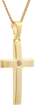 Produktbild von Gold Anhänger Kreuz Zirkonia mit Goldkette  333-8 Karat Gold 55 cm