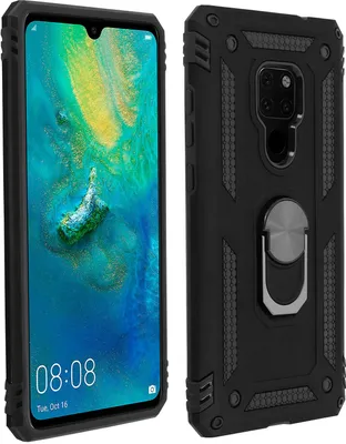Produktbild von Avizar, Hybrid Handyhülle mit Ring Halterung für Huawei Mate 20, Schwarz
