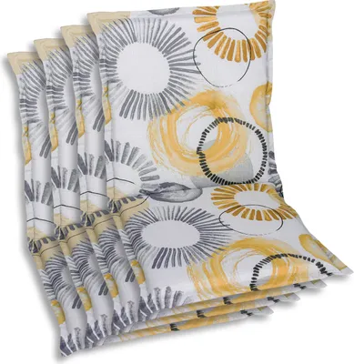Produktbild von GO-DE Textil, Sesselauflage Niederlehner, 4er Set, Farbe: beige, Maße: 100 cm x 50 cm x 6 cm, Rueckenhoehe: 52 cm