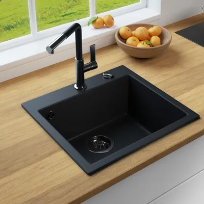 Produktbild von LINDBERGH® Granitspüle Schwarz "COL11" inkl. Siphon Küchenspüle Einbauspüle Küche Spülen