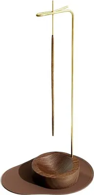 Produktbild von Räucherstäbchenhalter Mehrzweck-Design Holz-Brenner Aschefänger mit Messinghalter für Räucherstäbchen zur Dekoration von Zuhause, Yoga, Spa, Meditation (Walnussholz)