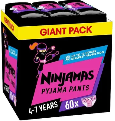 Produktbild von Pampers Ninjamas Pyjama Mädchen Windelhosen 4-7 Jahre (17-30 kg) 60 Stück