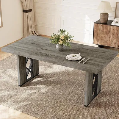 Produktbild von Esstisch-Set für 6 Personen, rechteckiger Küchentisch 180 cm mit 2 Bänken, Esszimmermöbel für Frühstücksecke, Küche und Esszimmer