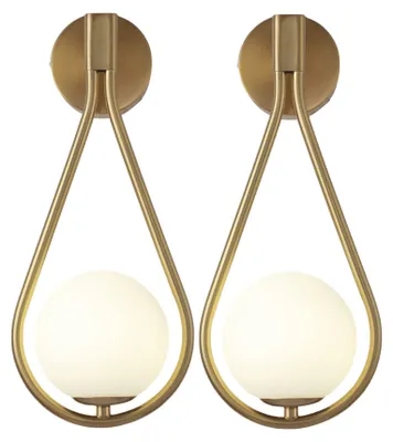 Immagine prodotto di Lampada da parete a sfera in vetro, finitura dorata – Set di 2
