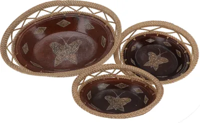 Produktbild von Runde Umflochtene Keramikschale, Obstschale, Dekoschale - Design 16, Braun, Keramik,Bast, Größe: Klein (25*22*4 cm)